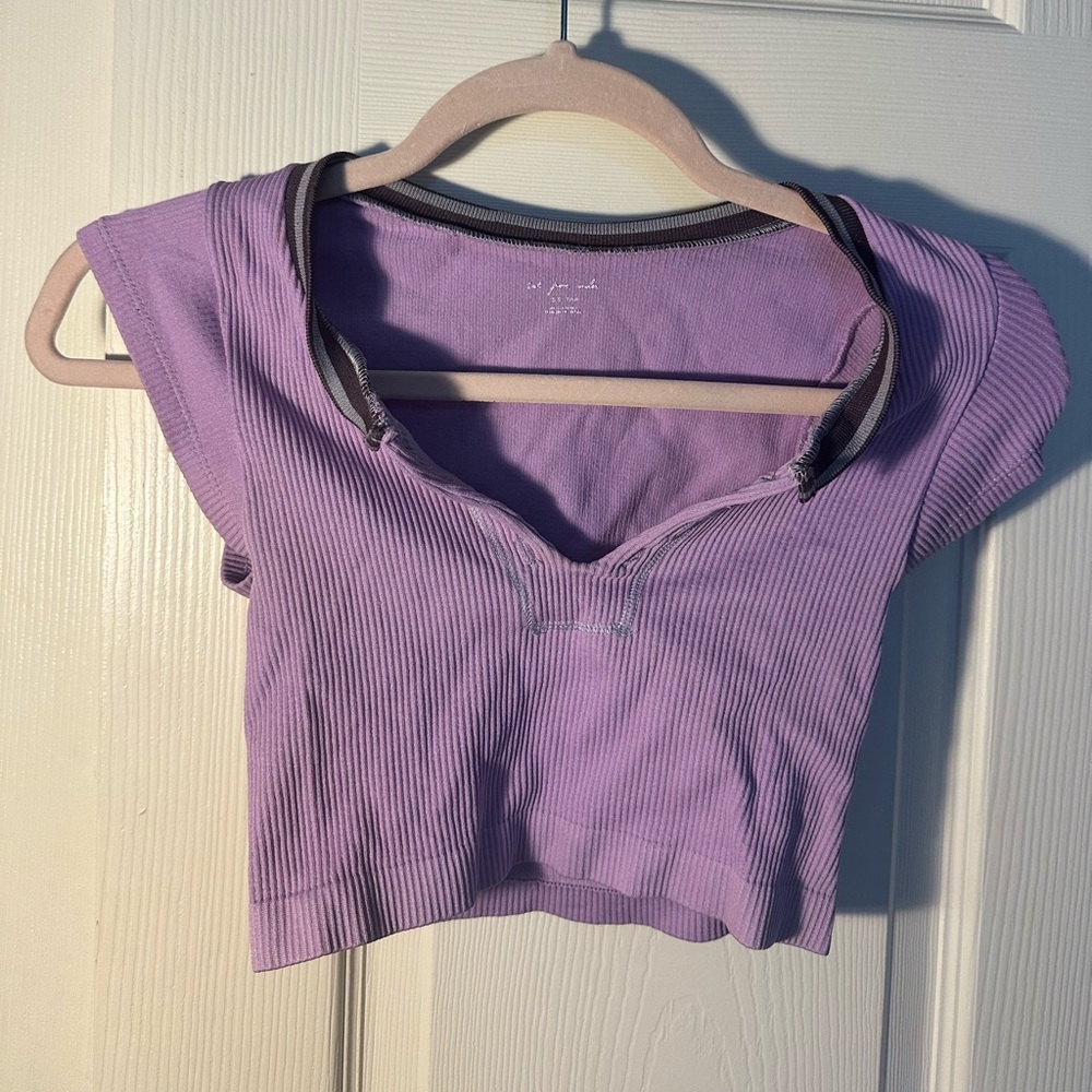 Women's Purple Ribbed Crop Top
